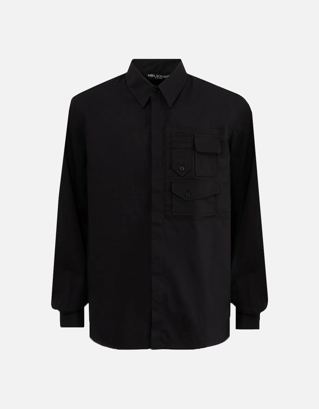 Mens Military Pocket Shirt Black, 4 of 3