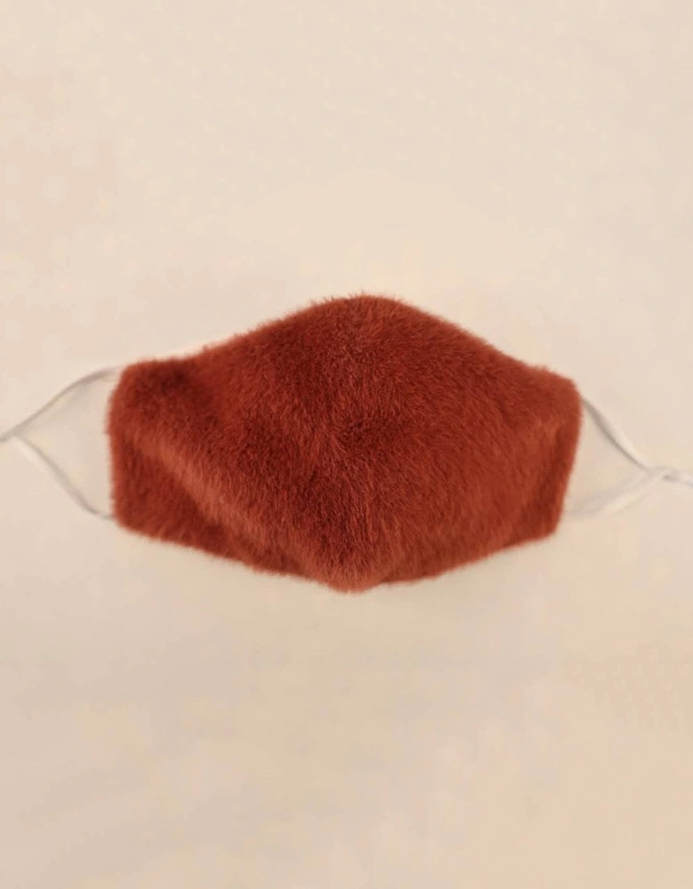 Chocolate Faux Fur & Cotton Reusable Face Mask