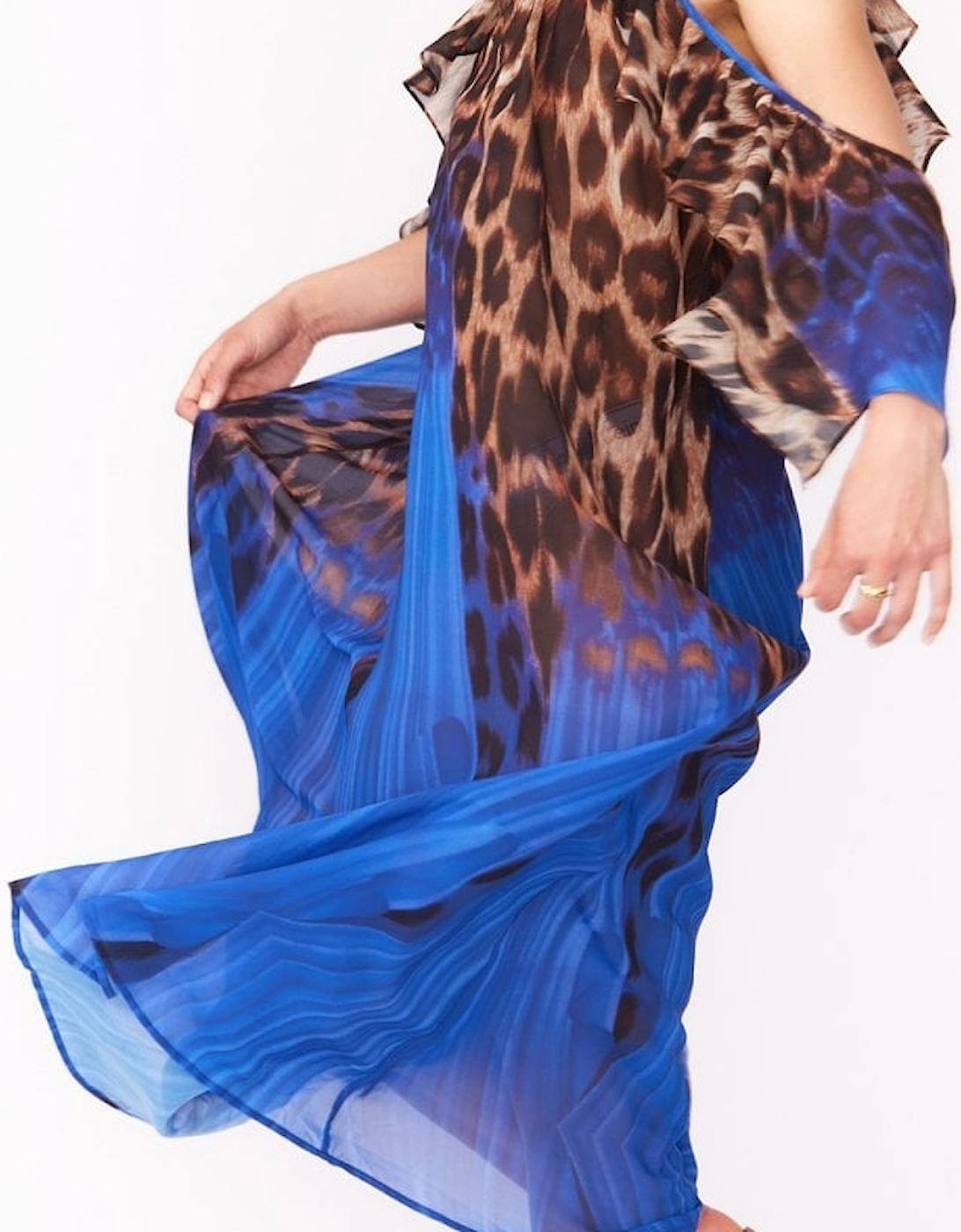 Silk Blend Animal Print Maxi Dress