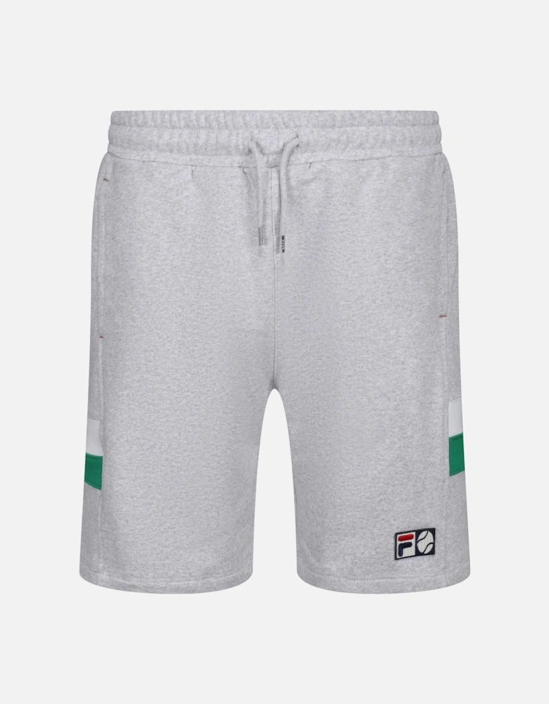 Langlen Stripe Detail Mens Fleece Tennis Shorts | Light Grey