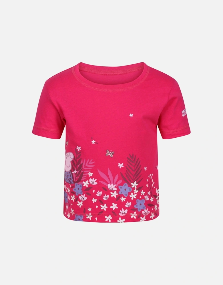 Childrens/Kids Peppa Pig Flower Short-Sleeved T-Shirt