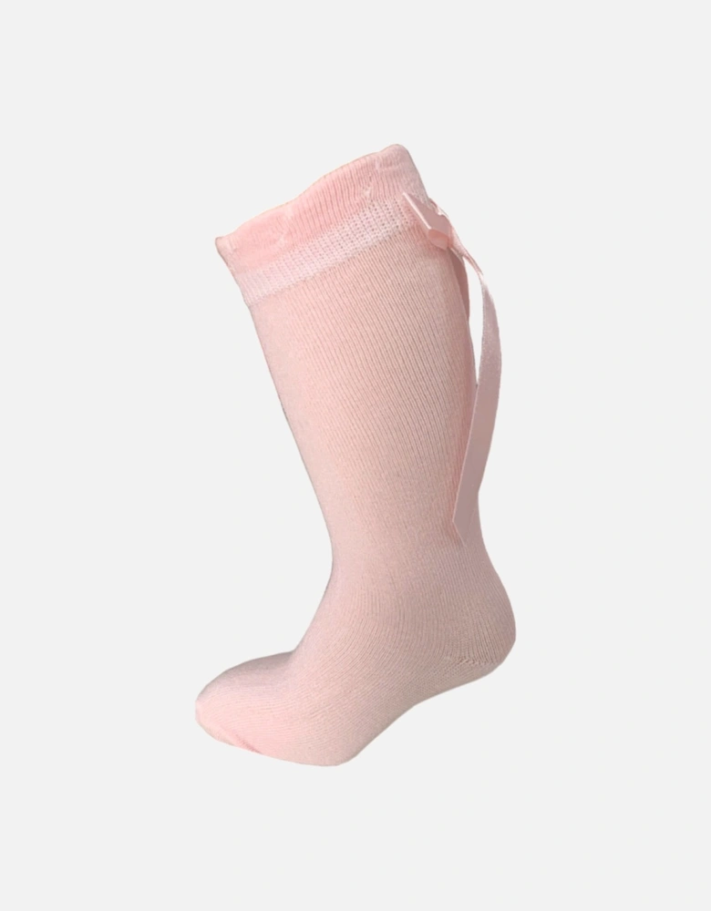 Pink Knee High Bow Socks