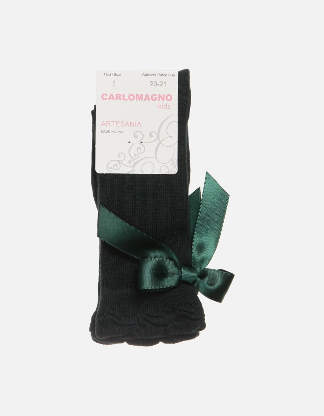 Bottle Green Knee High Bow Socks, 2 of 1