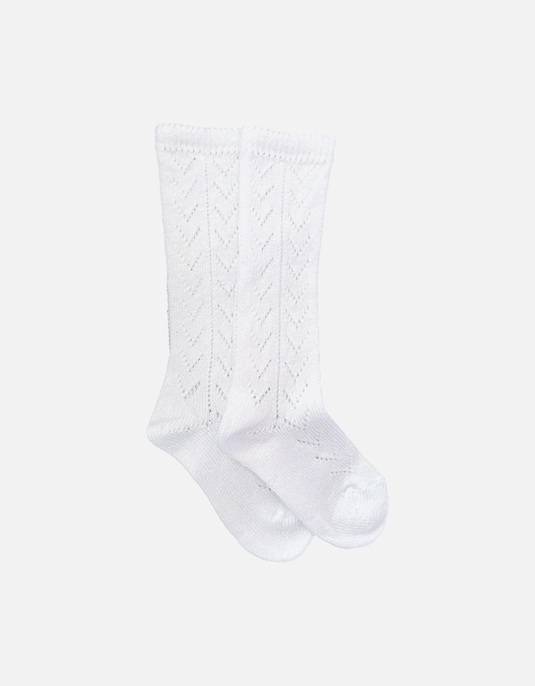 White Open Knee Socks