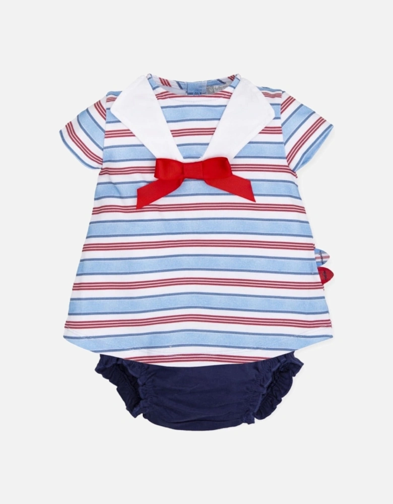 Red and Blue Striped Dress and Knickers