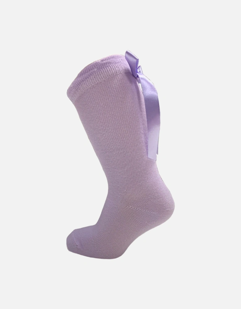 Lilac Knee High Bow Socks