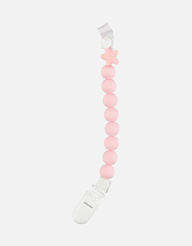 Grey Pink Silicone Teething Dummy Chain