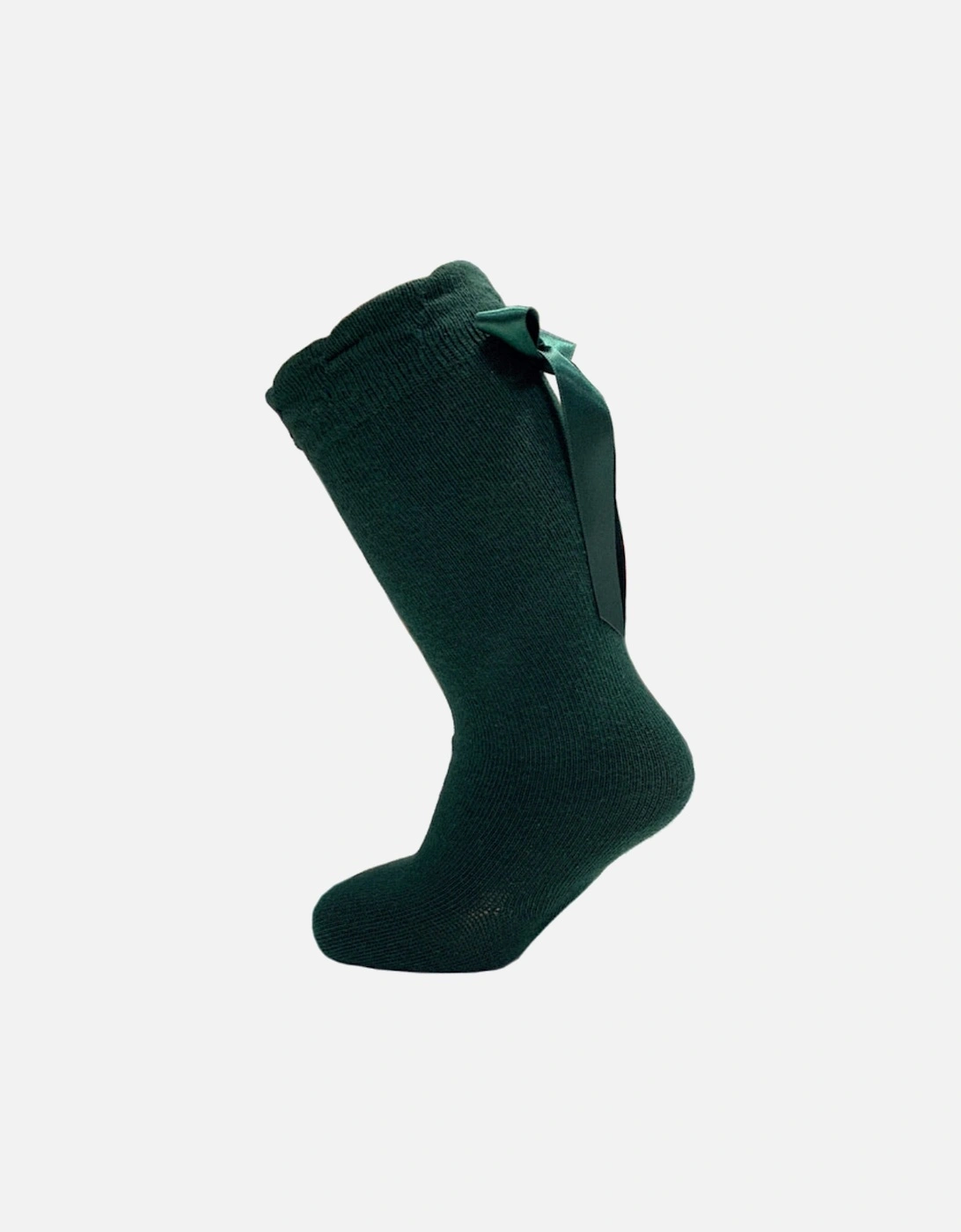 Bottle Green Knee High Bow Socks, 2 of 1