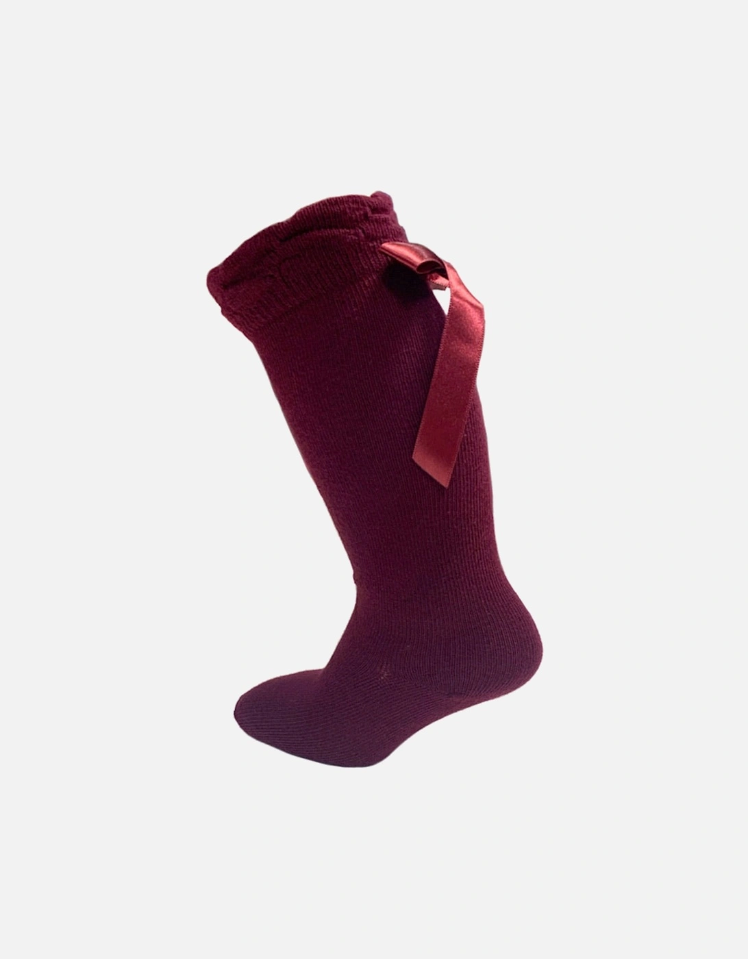 Wine Knee High Bow Socks, 2 of 1