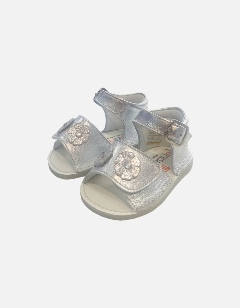 Silver Flower Sandals