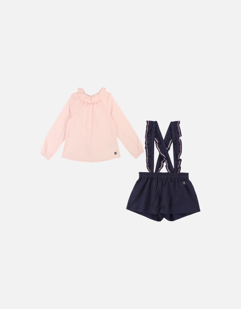 Frill Blouse and Dungaree Set