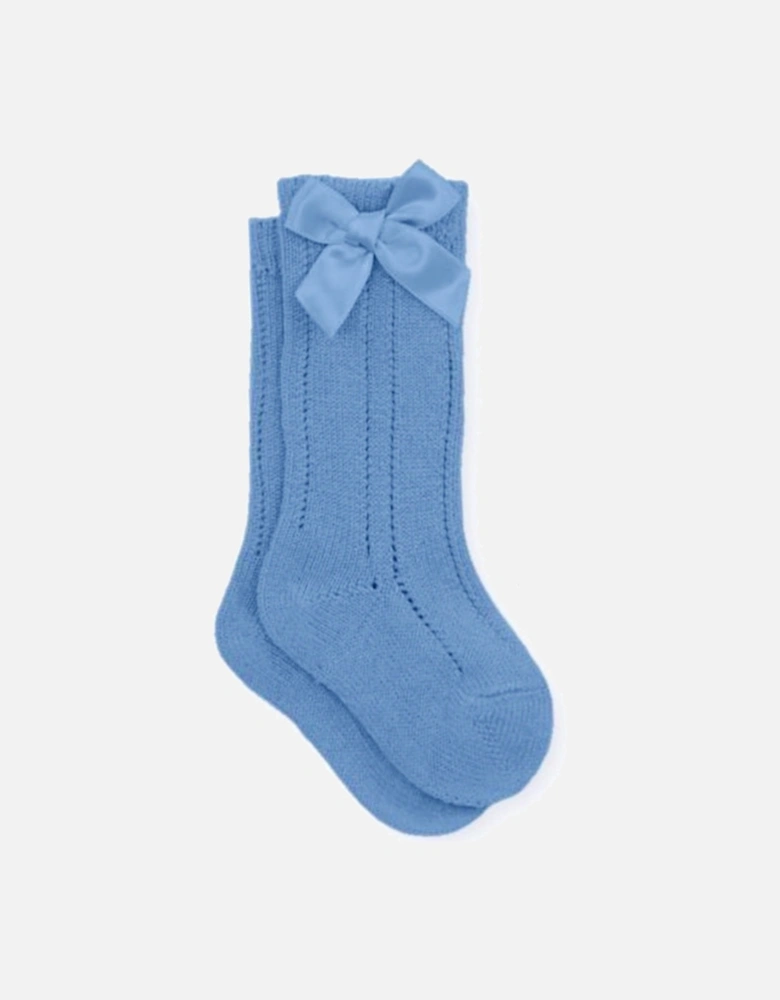 Blue Bow Knee Socks