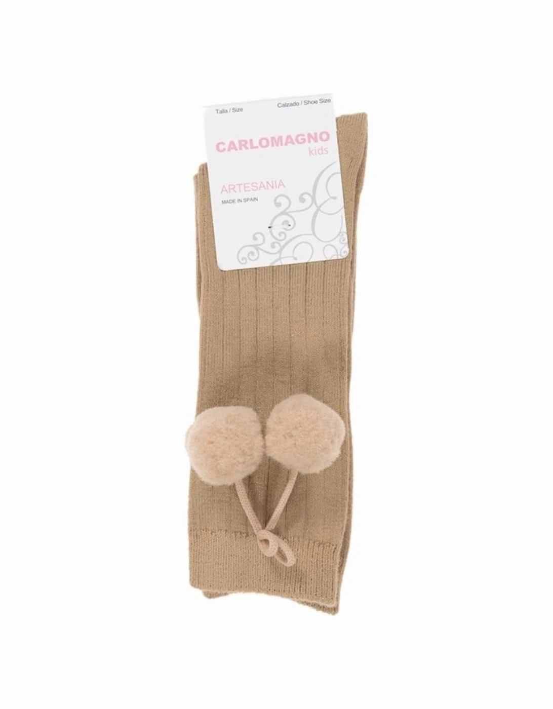 Camel Knee High Pom Pom Socks, 2 of 1