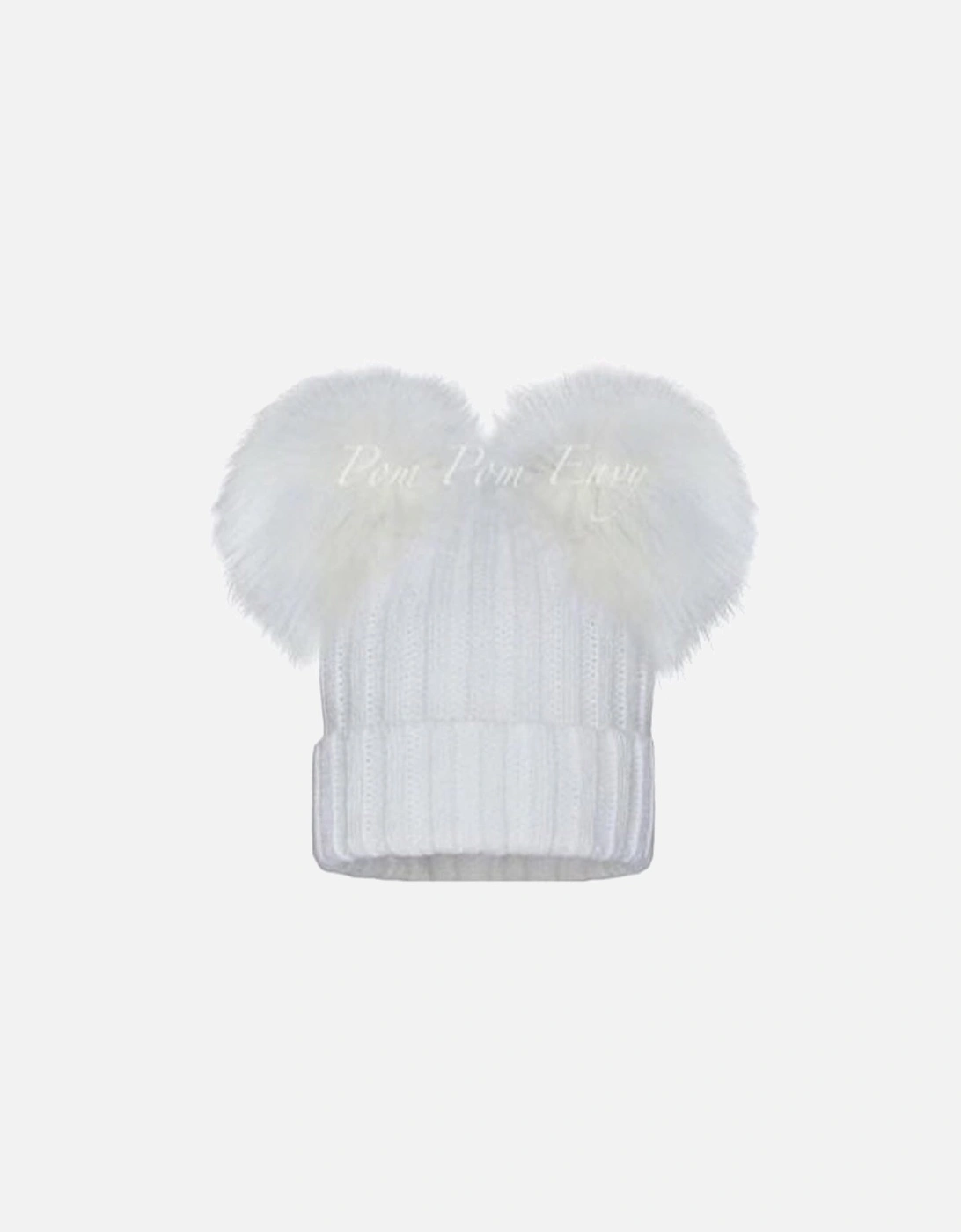 White Double Pom Ribbed Hat, 2 of 1
