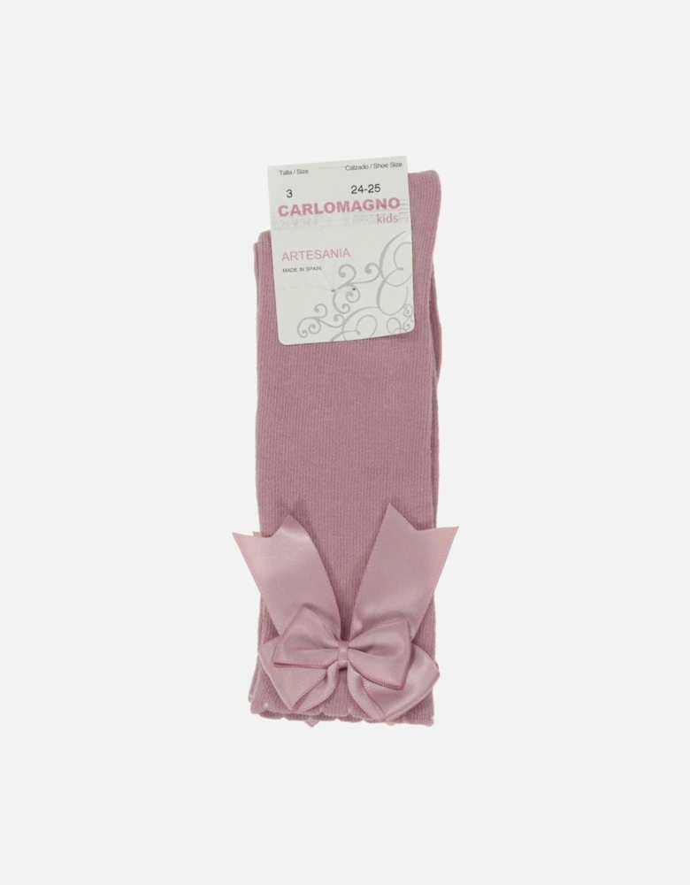 Dusty Rosa Knee High Bow Socks