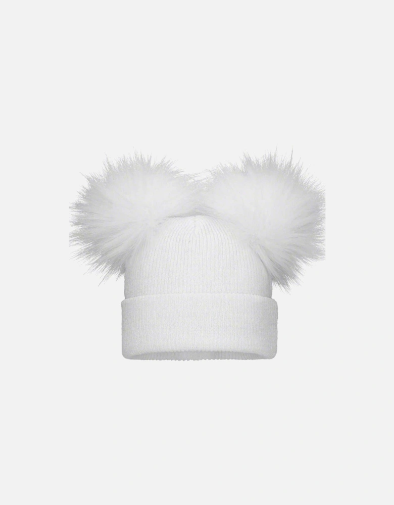 White Double Pom Baby Hat