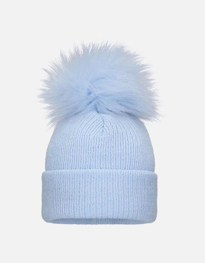 P Blue Single Pom Baby Hat