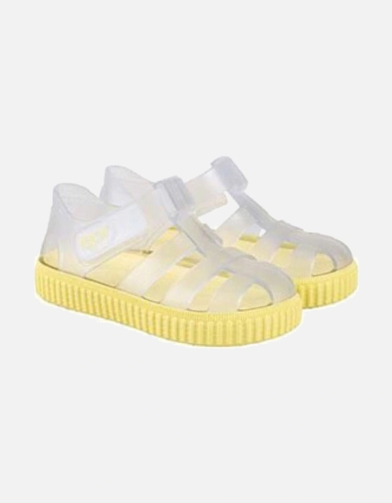 Lemon Ribbed Velcro Sandals