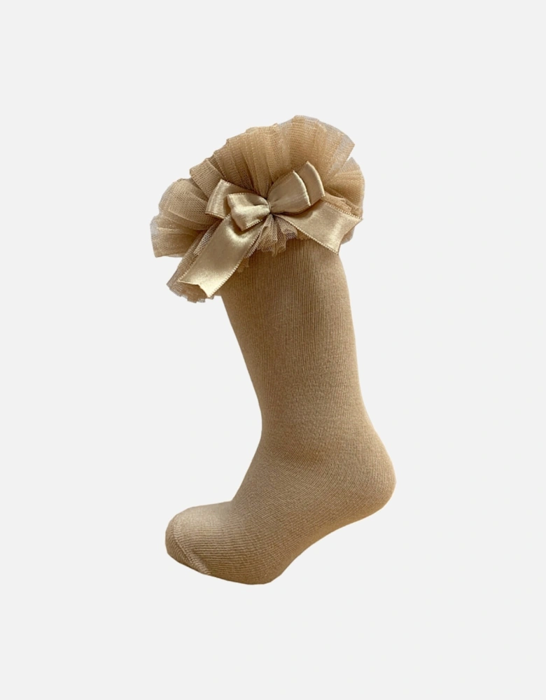 Camel Knee High Tulle Socks