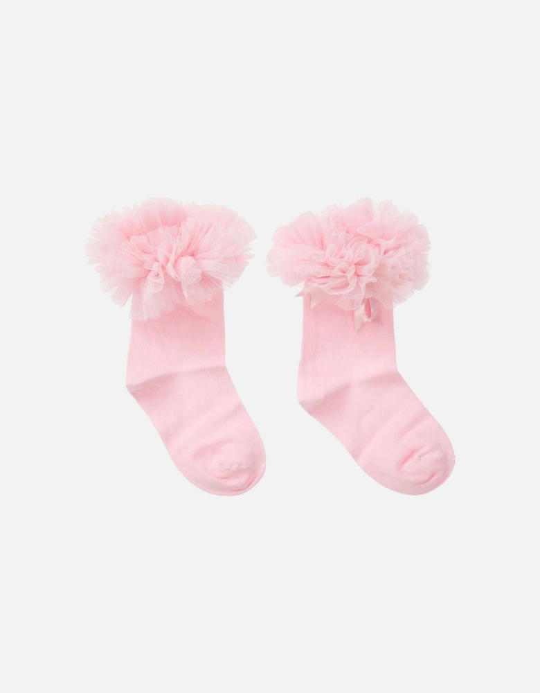 Pink Ankle Tulle Socks