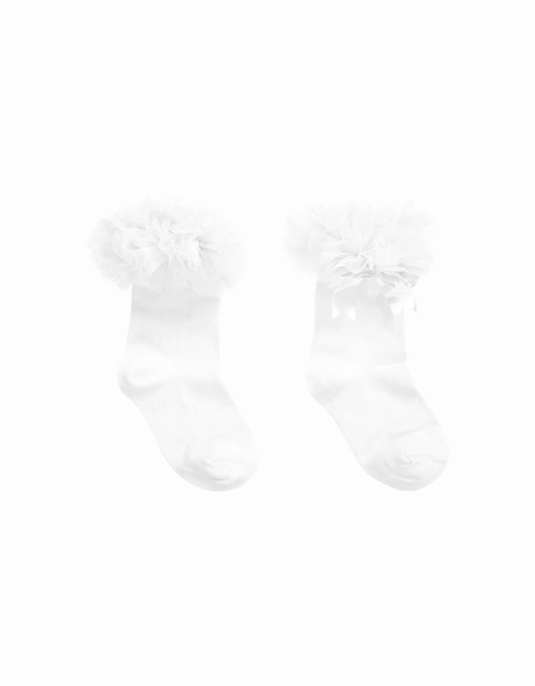 White Ankle Tulle Socks