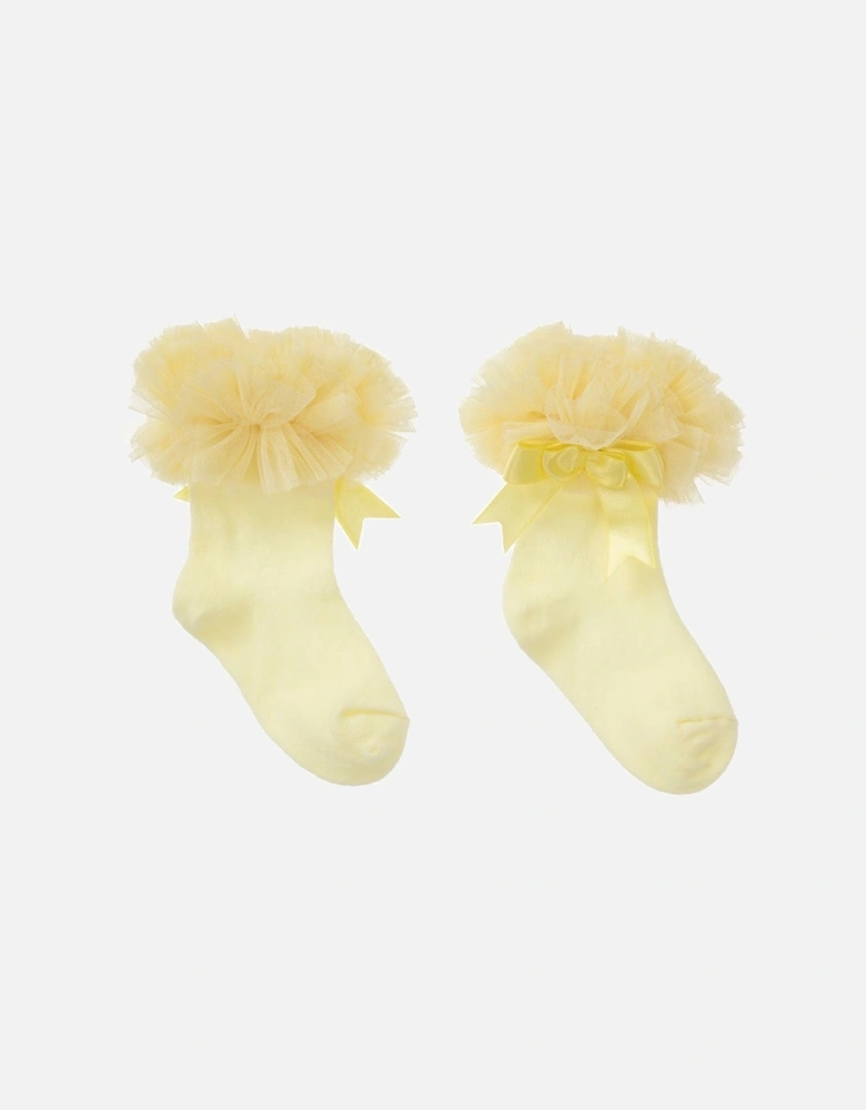 Yellow Ankle Tulle Socks