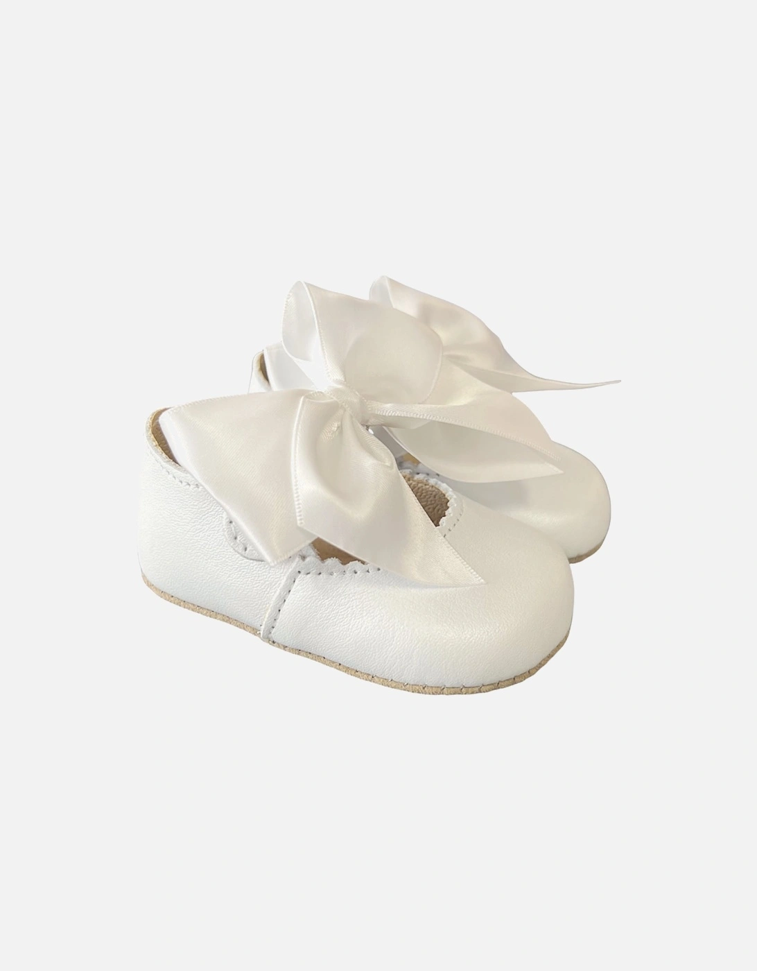 White Leather Bow Pre Walkers, 2 of 1