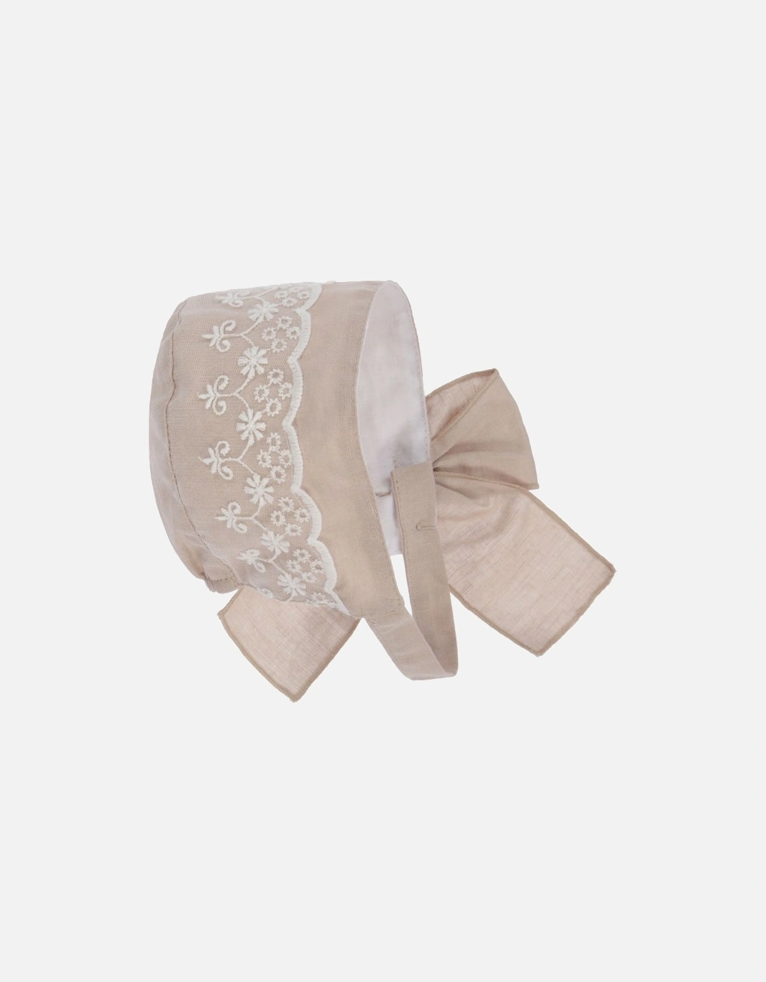 Beige Linen Lace Bonnet