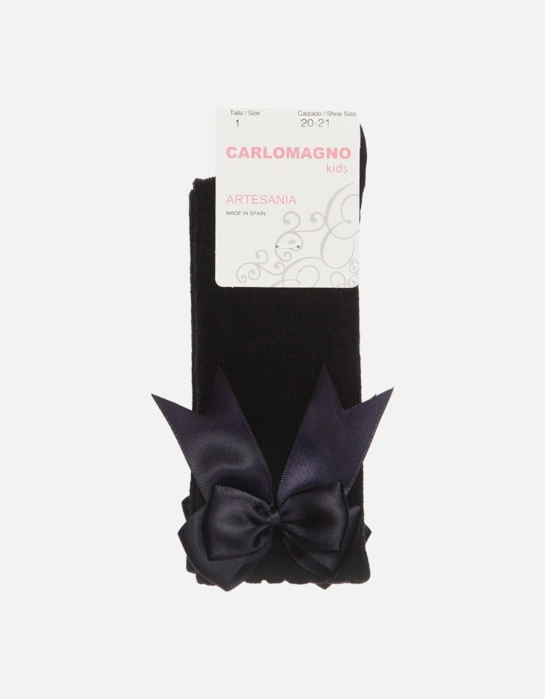 Navy Knee High Bow Socks