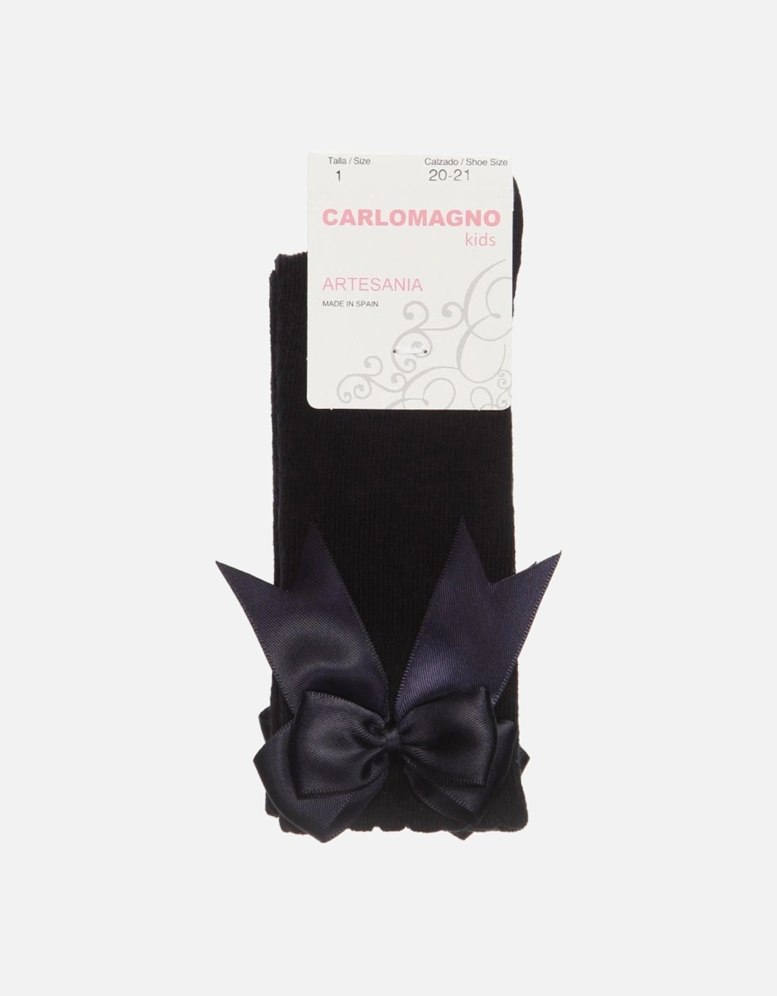 Navy Knee High Bow Socks, 2 of 1