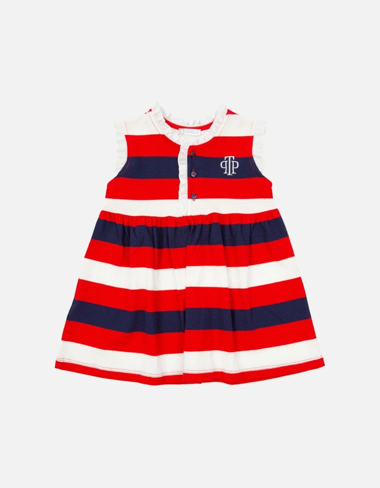Red and Navy Striped Dress