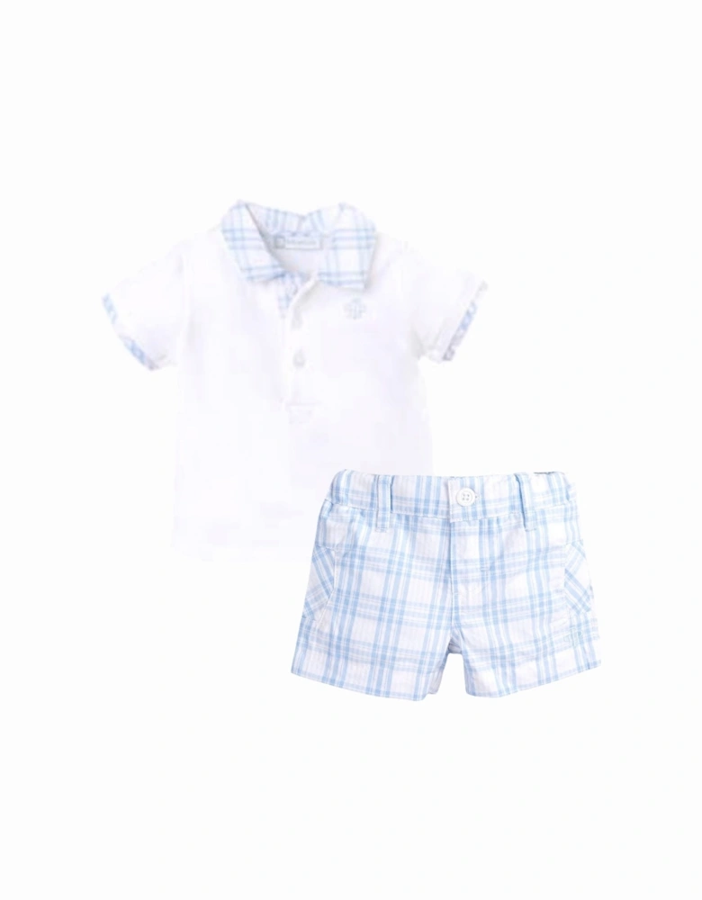 Blue Gingham Polo and Shorts