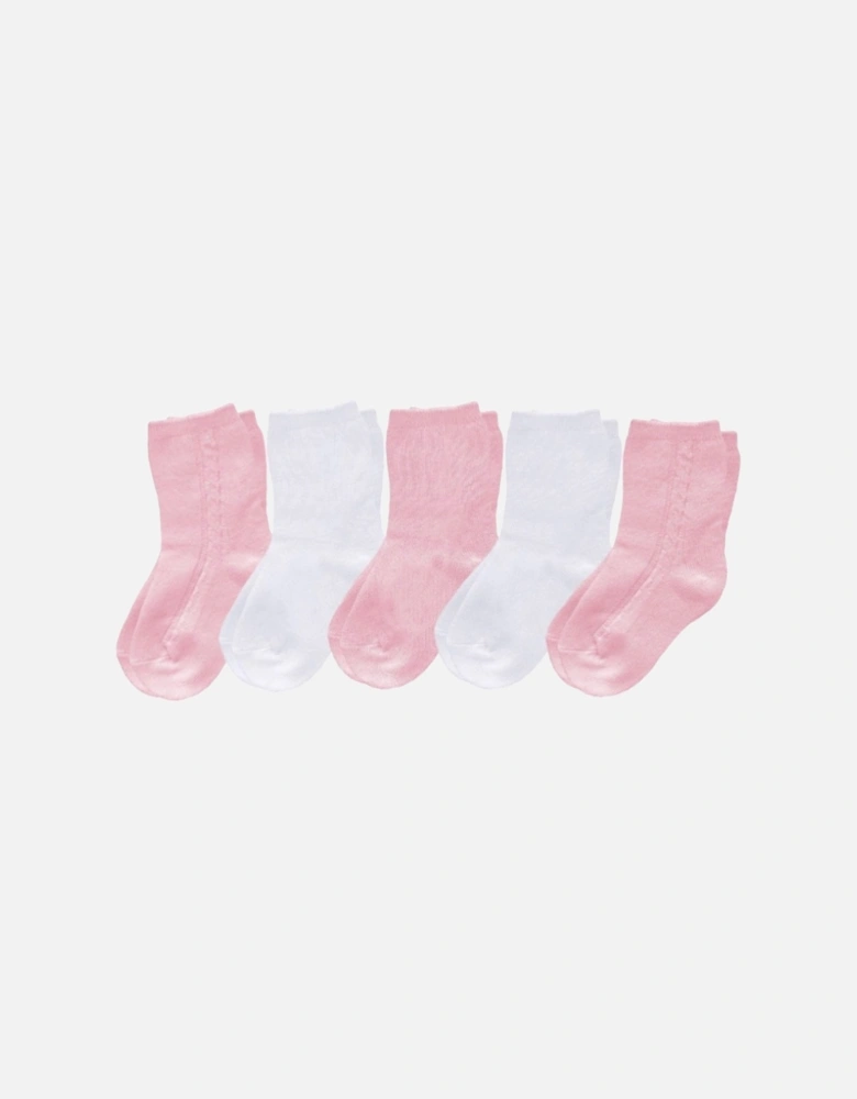 Pink/White 5 Pack Socks