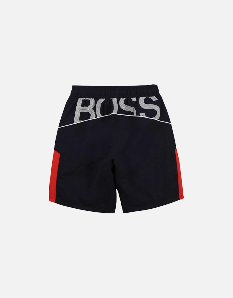 Navy and Red Logo Shorts