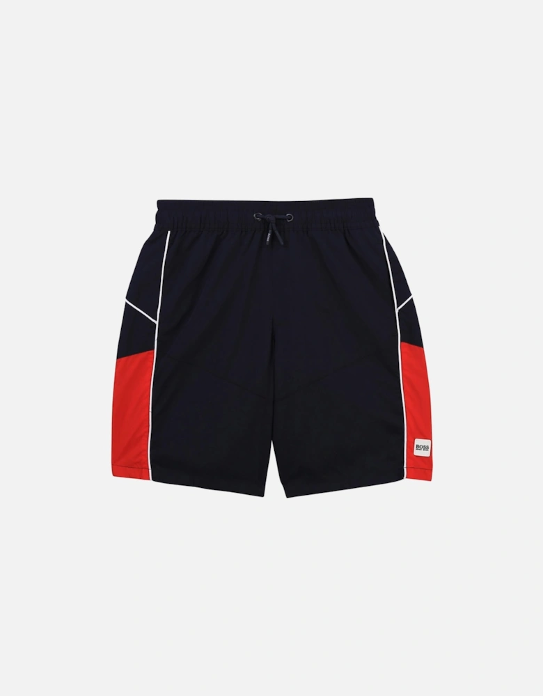 Navy and Red Logo Shorts