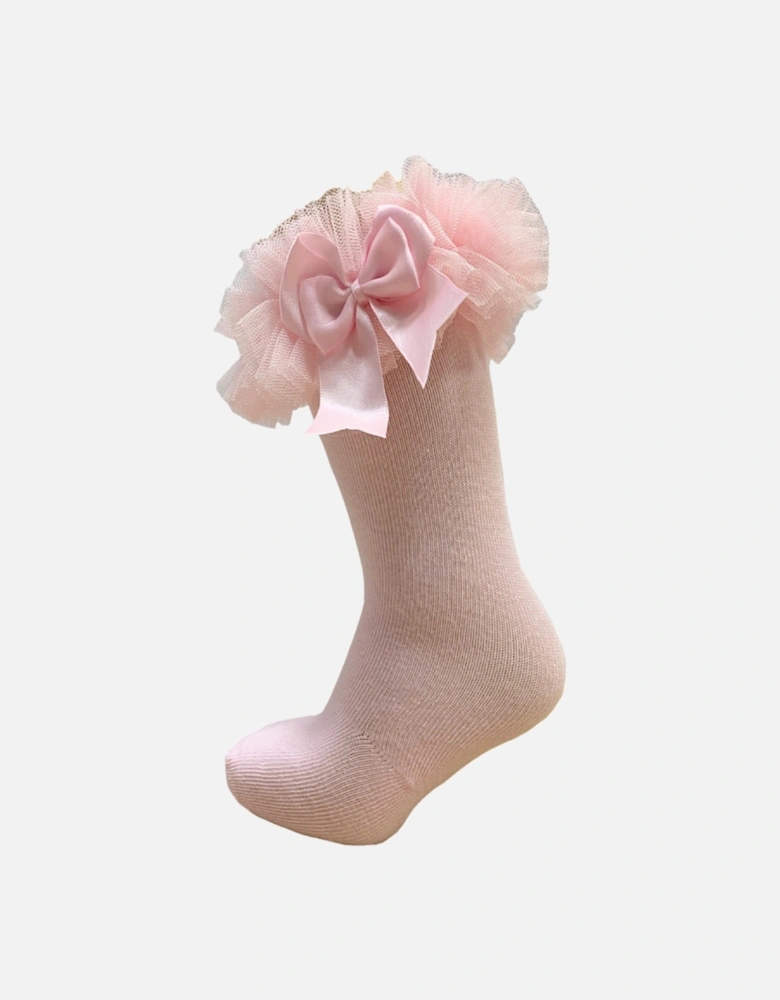 Pink Knee High Tulle Socks