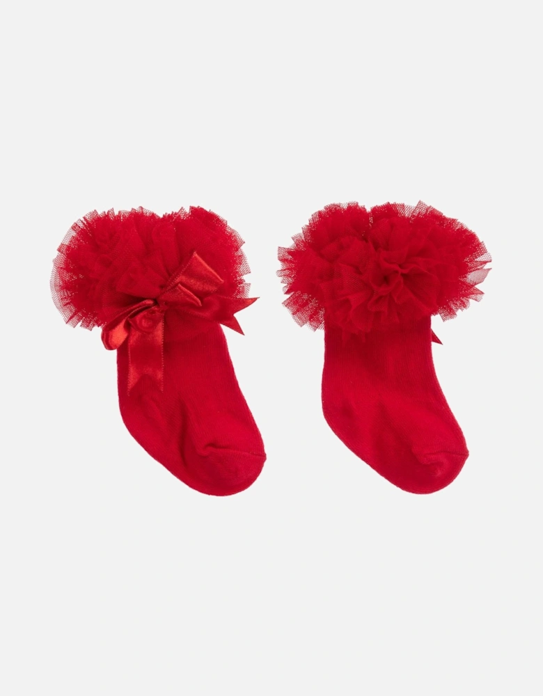 Red Ankle Tulle Socks