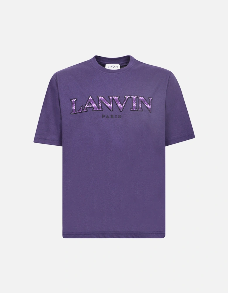 Mens Curb Logo Appliquéd Cotton T-shirt Purple