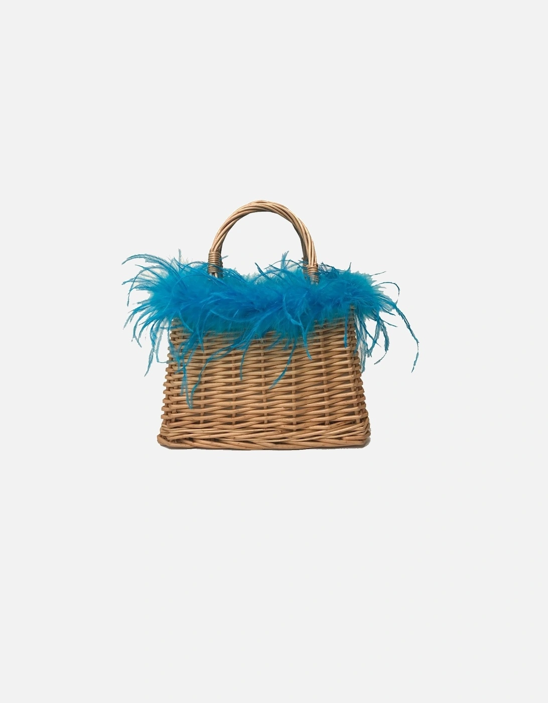 Blue Hand Made Salines Straw Bag with Ostrich Feather, 2 of 1