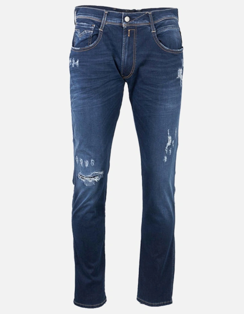 Mens Broken And Repaired Jeans Blue