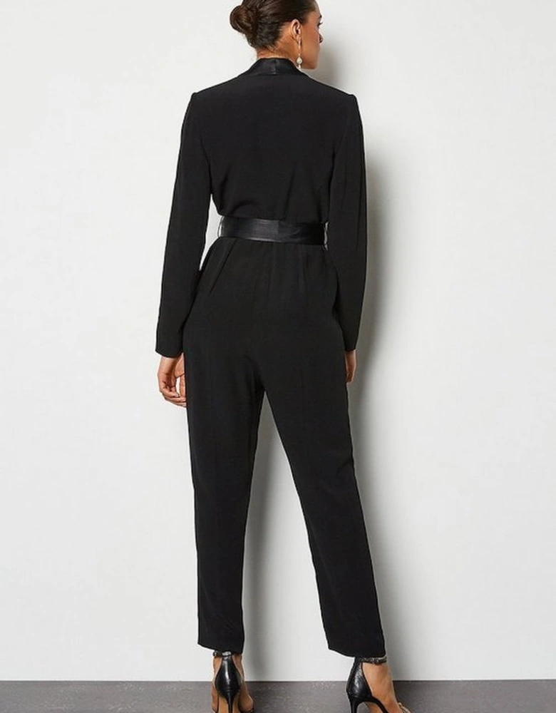 Tailored Tuxedo Wrap Jumpsuit