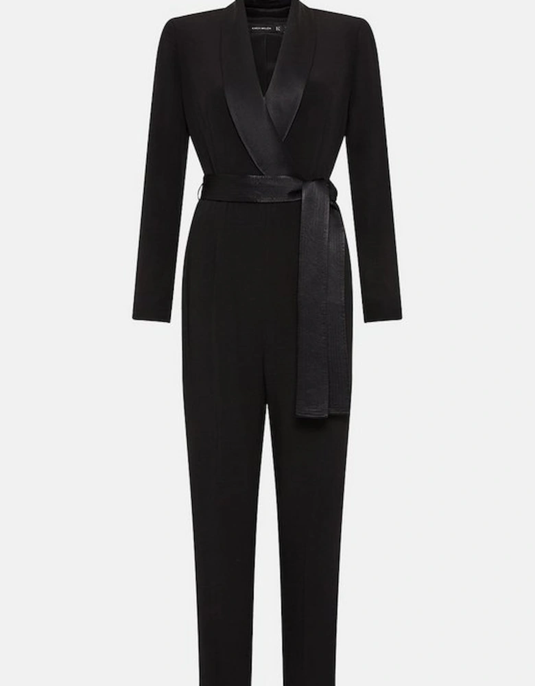 Tailored Tuxedo Wrap Jumpsuit