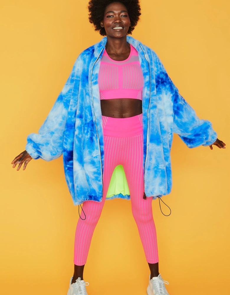 Blue Tie Dye Oversized Coat