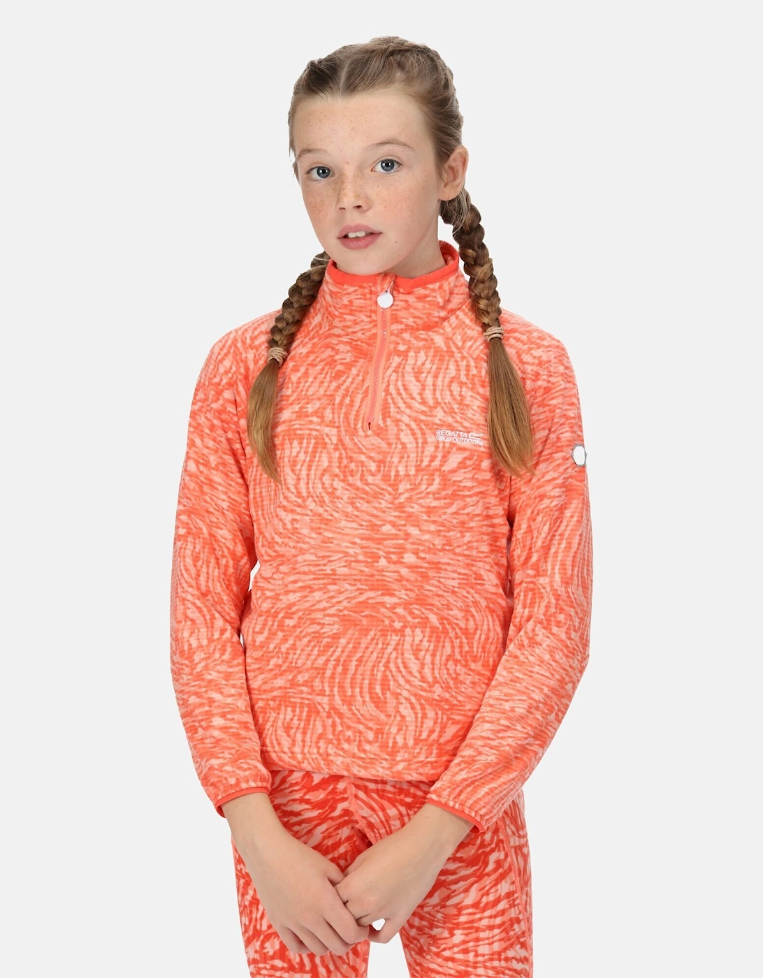 Childrens/Kids Highton Animal Print Half Zip Fleece Top