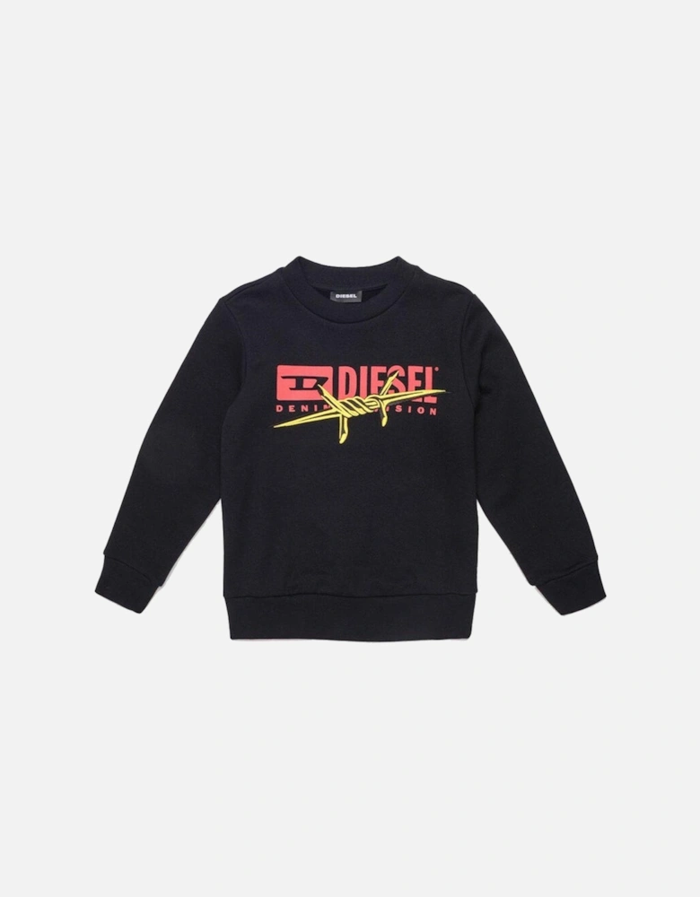 Boys Black Sweatshirt With Barbed Wire Patch