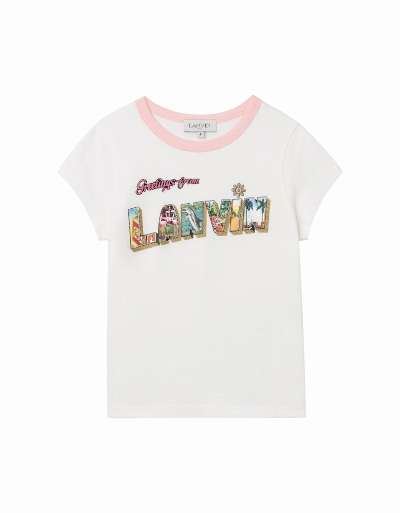 Girls Summer Print T-shirt White