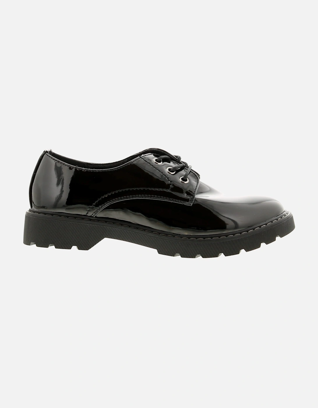 Womens Flat Shoes Katala Lace Up black patent UK Size