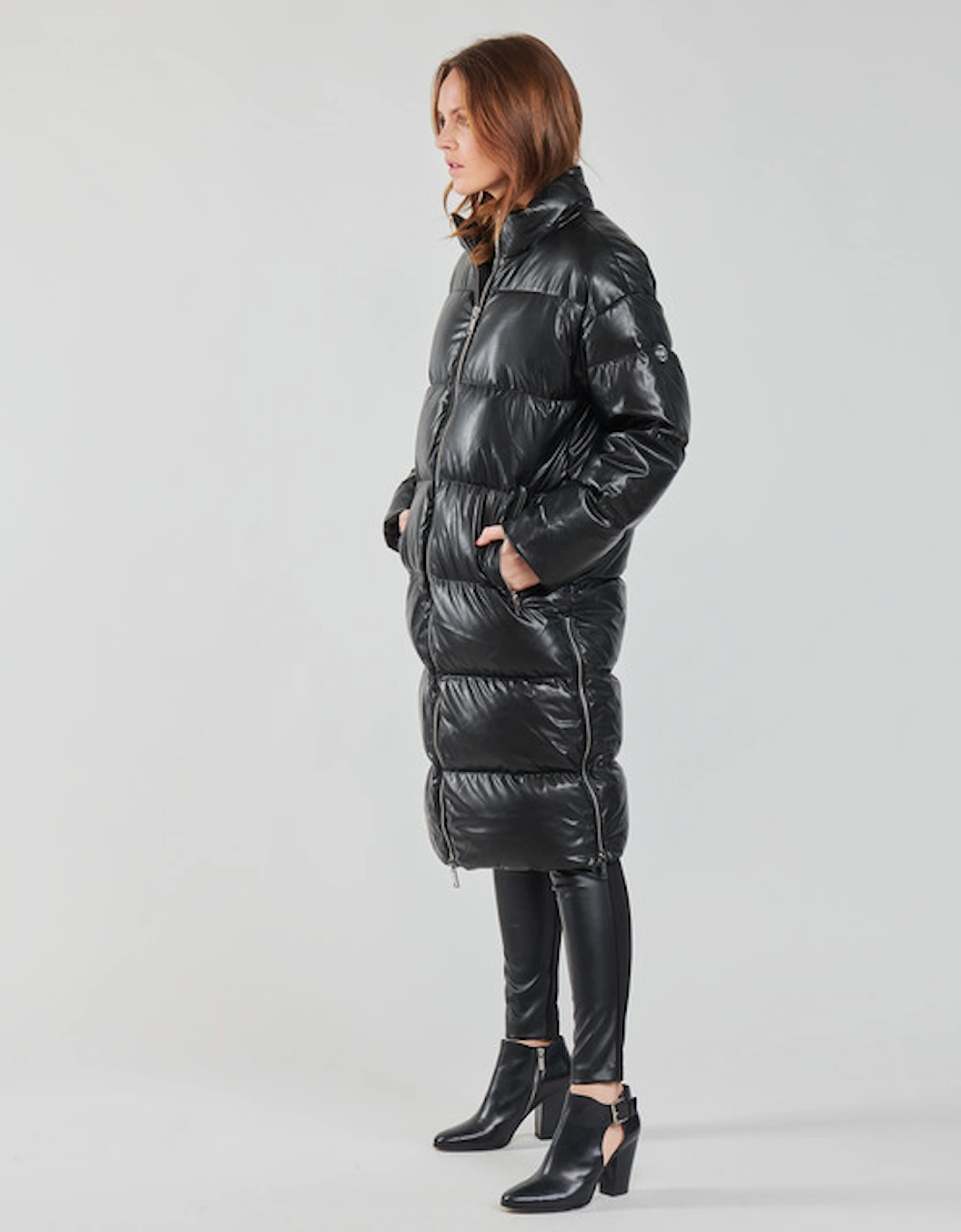 LONG FAUX LTHR PUFFER