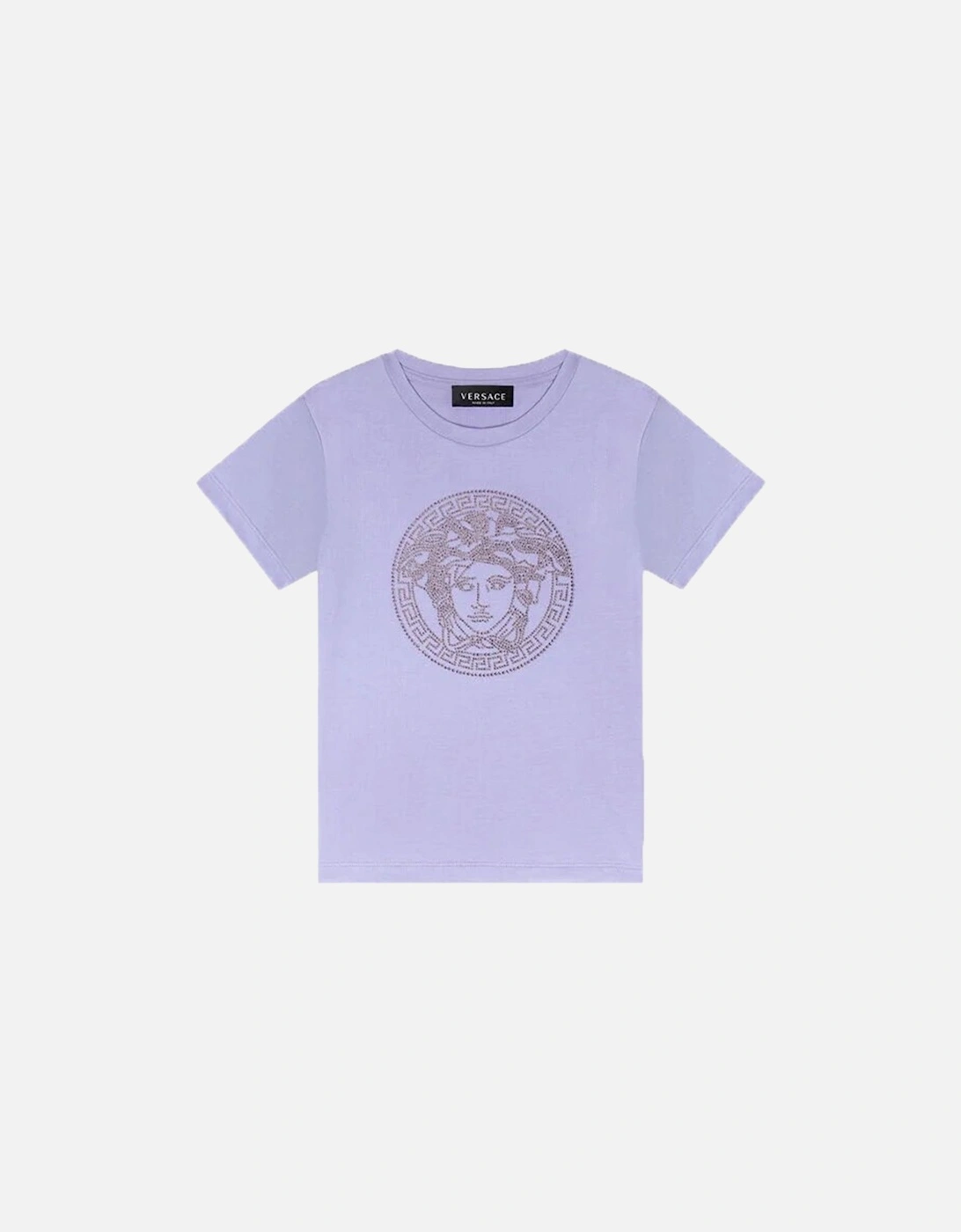 Girls Medusa Embroidered Logo T Shirt Purple, 2 of 1