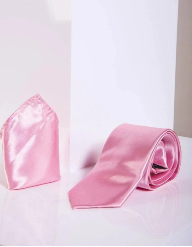 Pink Satin Tie Set